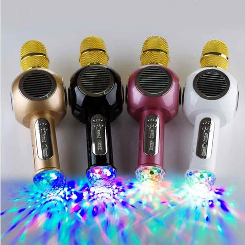 Portable Wireless Bluetooth Karaoke Microphone M8 bluetooth KTV speaker With Party Light- colorulife.com