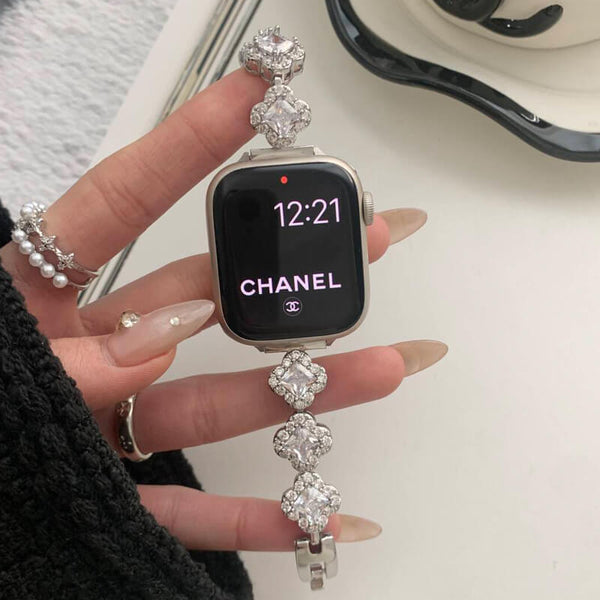 Classy Glitter Rhinestone Designer Apple Watch Band for Women Alloy Metal