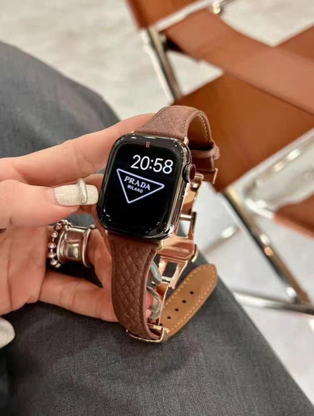 Rhombus Genuine Leather Apple Watch Band Women