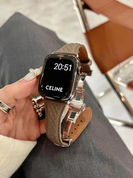 Rhombus Genuine Leather Apple Watch Band Women