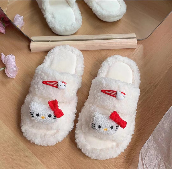 Cute Kitty Plush Winter Indoor Slipper