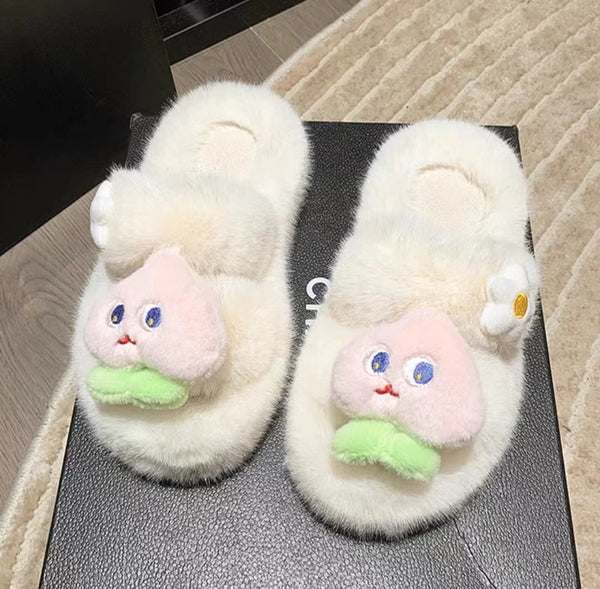 Flower Plush Winter Indoor Slipper