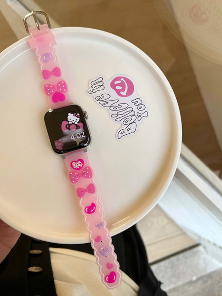 kawaii Cute Kuromi Cinnamoroll Bow Jelly Apple Watch Bands Girly Fashion