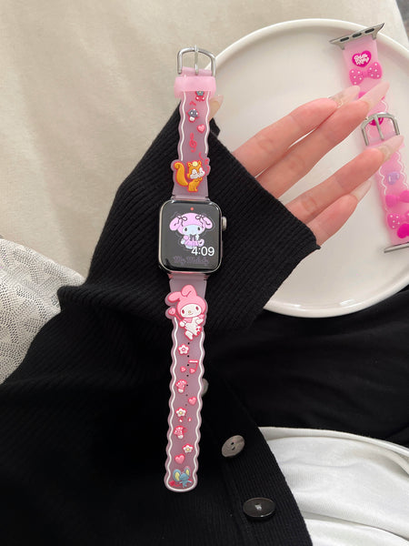 kawaii Cute Kuromi Cinnamoroll Bow Jelly Apple Watch Bands Girly Fashion