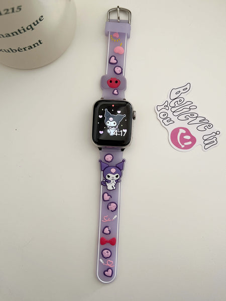 kawaii Cute Kuromi Cinnamoroll Bow Jelly Apple Watch Bands Girly Fashion